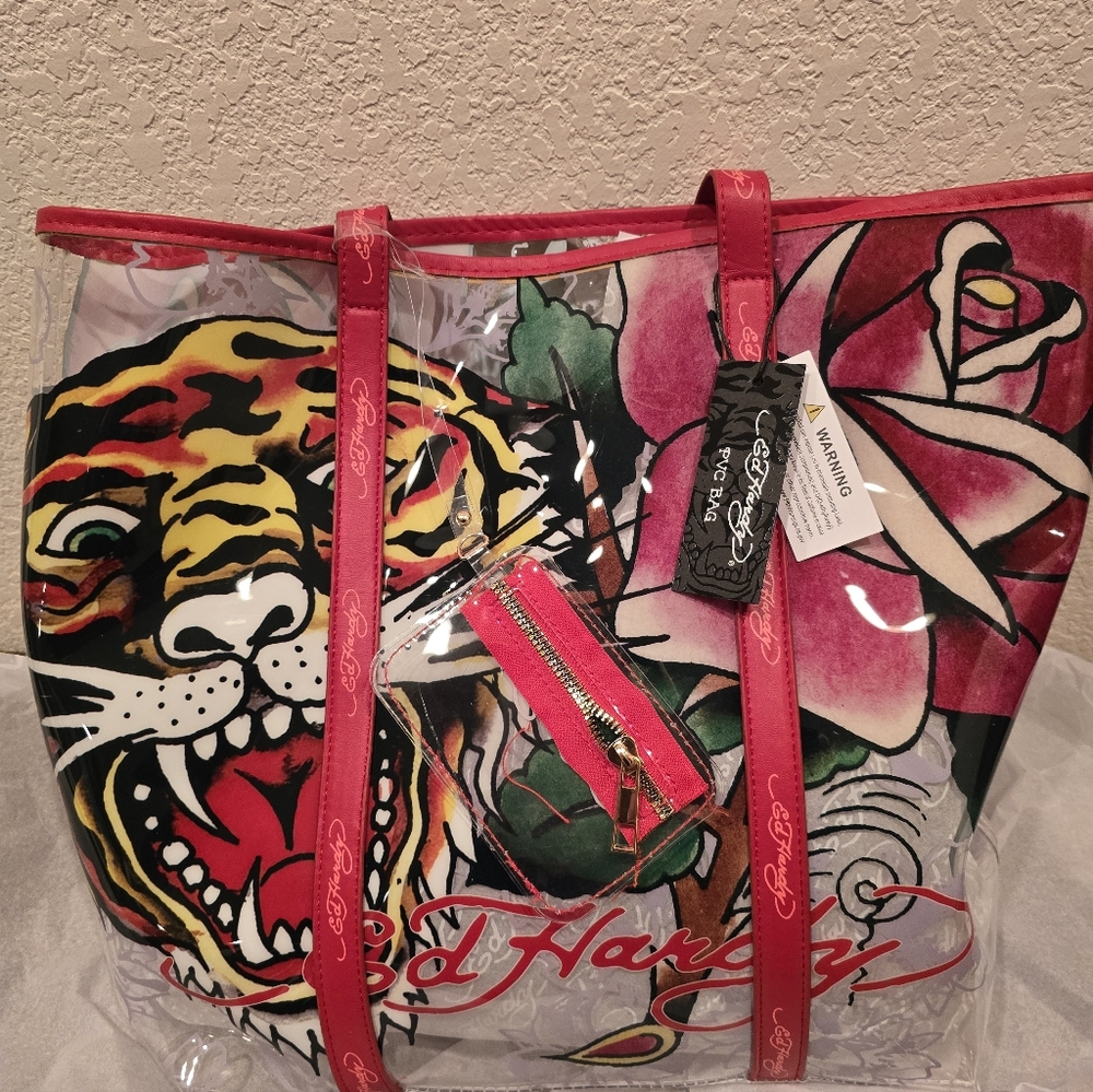 Free Gift w/ Purchase! Ed Hardy Graphic Tote Bag - Tiger, Clear TOTE!